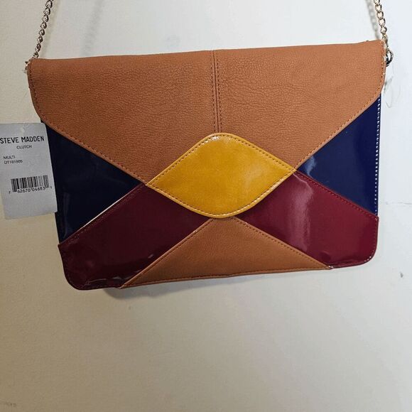 Steve Madden Clutch Bag Colorblock NWT Women's Multicolor One Size - Picture 1 of 5